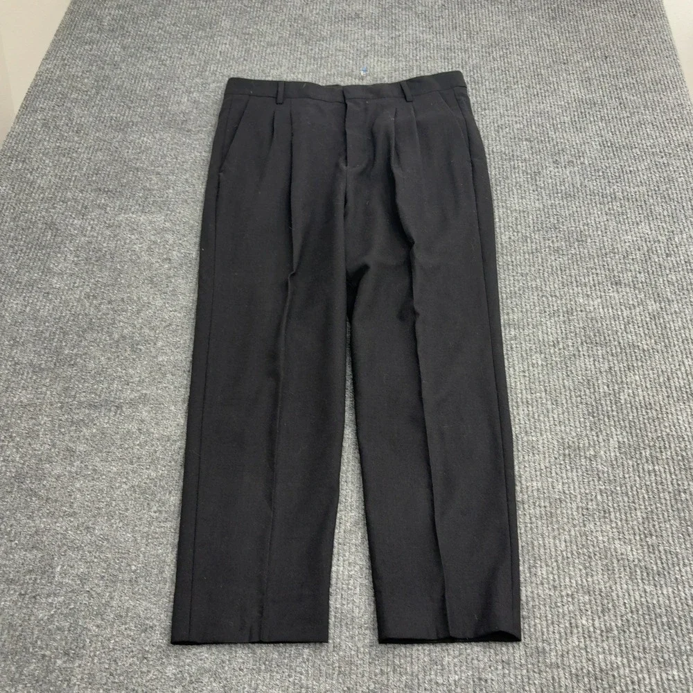 Dress Pants‎ Trousers Mens 36W Black Virgin Wool Pleated Front Formal Classic